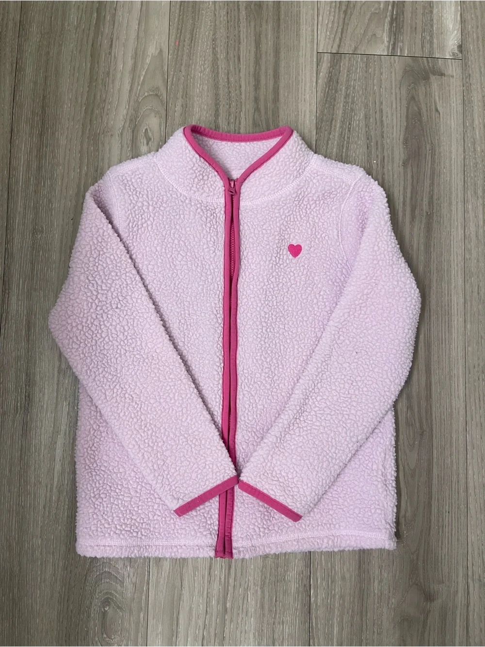 OshKosh B'gosh Light Pink Sherpa Zip Jacket with Hot Pink Trim